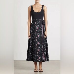 Natalie Martin Lulu Skirt Lotus Print Nero NWT